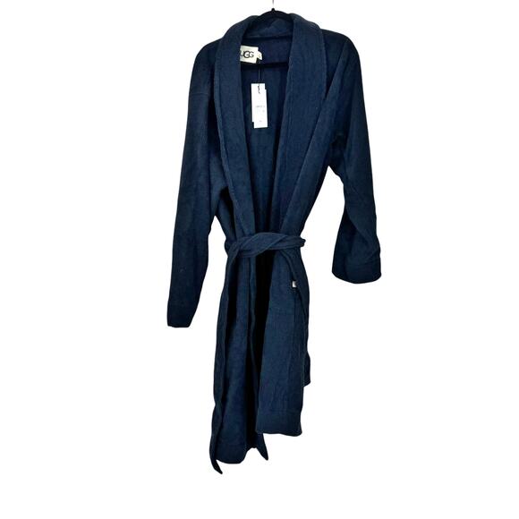 UGG Men's Cotton Turner Terry Robe Long Sleeve Navy Blue Size L/XL NWT - Picture 2 of 13